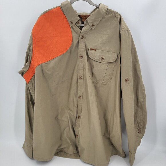 Eddie Bauer Sport Shop Hunting Shirt Mens XXL Shoulder Patches Shirt Brown - Picture 1 of 8